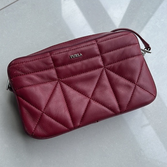 FURLA Fortuna Leather Quilted Crimson Crossbody Bag - Picture 10 of 10